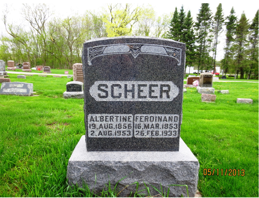 Scheer Headstone, Green Lake Cemetery